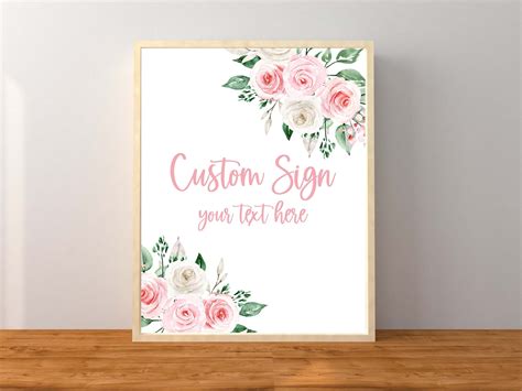 floral personalized sign custom sign pink floral custom etsy