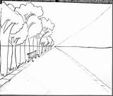 Perspektive Allee Fluchtpunkt Fluchtpunktperspektive Landschaft Grundschule Elementaryartfun Bäume Schritt Vanishing Perspektiivi Yhden sketch template