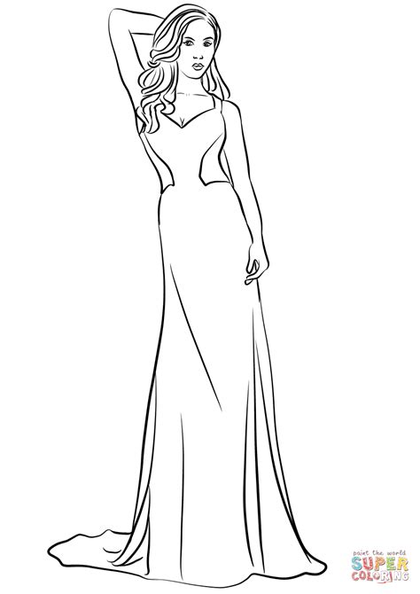 gambar neck long prom dress coloring page  printable pages view