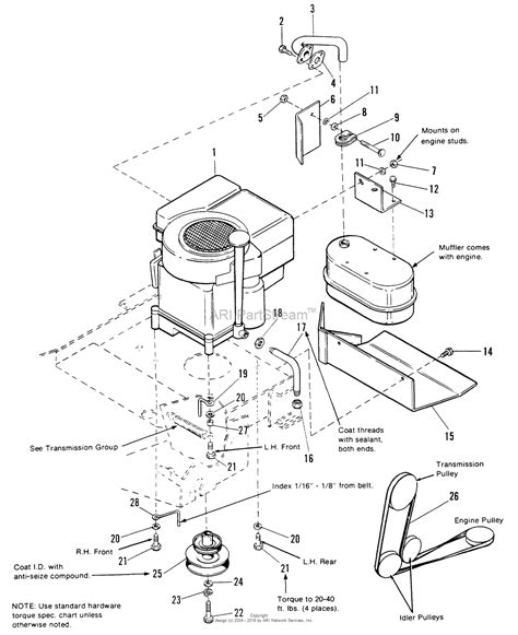 simplicity  front cut rider hp hydro   mower deck parts diagram  engine group