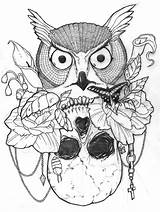 Skull Sugar Coloring Owl Pages Tattoo Drawing Drawings Easy Owls Dia Muertos Los Girls Sketch Marijuana Print Deviantart Seç Pano sketch template