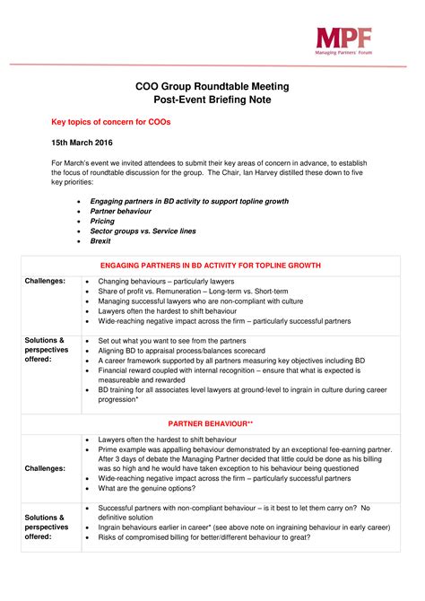 event briefing template
