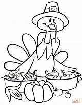 Coloring Pages Turkey Cartoon Vegetables Printable Cute Crafts sketch template