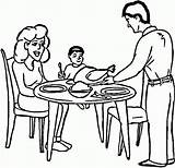 Coloring Family Popular Dinner sketch template
