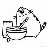 Pusheen Coloring Pages Cooking Printable Kids Adults sketch template