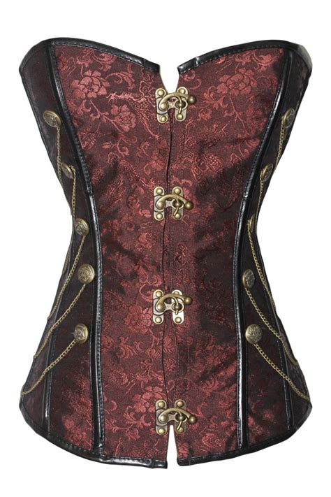 Dear Lover Bustiers Corsets Brown Steampunk Boned Corset With Chain