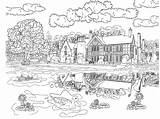Coloring Pages Colouring Adults Scenery Beautiful Printable Kids Nature Adult Scene Landscape Travel Intheplayroom House Book Sheets Color Print Books sketch template