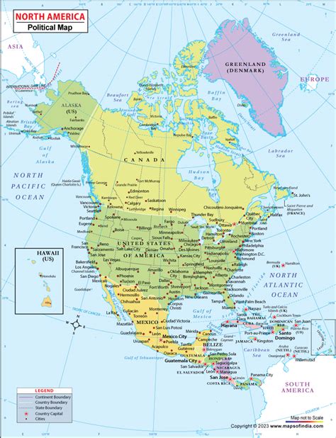 north america map  countries political map  north america