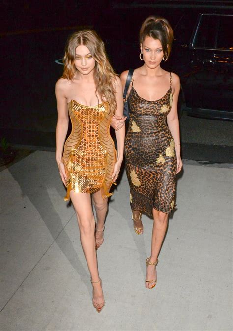 Gigi Celebrating Her 22nd Birthday In A Gold Versace Dress And Gigi