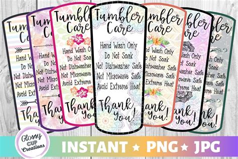 printable care cards  tumblers  printable care cards