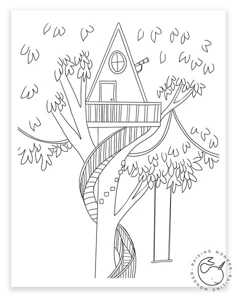single coloring page tree house sarah jane studios