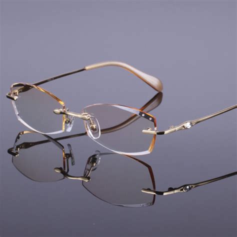 pure titanium square rimless women glasses frame optical eyewear