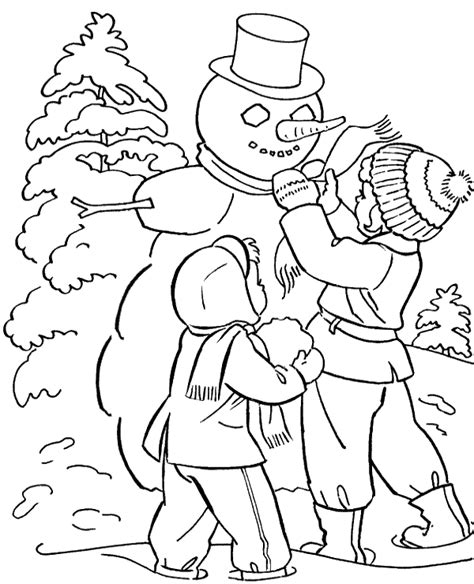 winter coloring page  snowman  kids