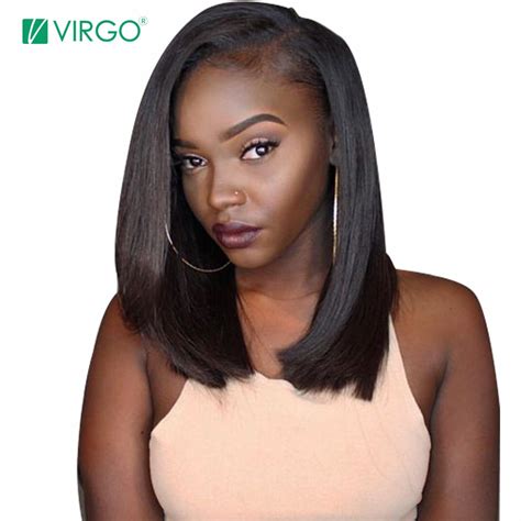 glueless bob wig brazilian straight short lace front human hair wigs for black women pre plucked