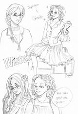 Elphaba Glinda Coloring Pages Musical Hairspray Wicked Template sketch template