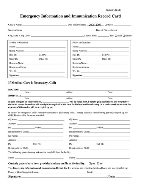 emergency ination record card   form fill   sign