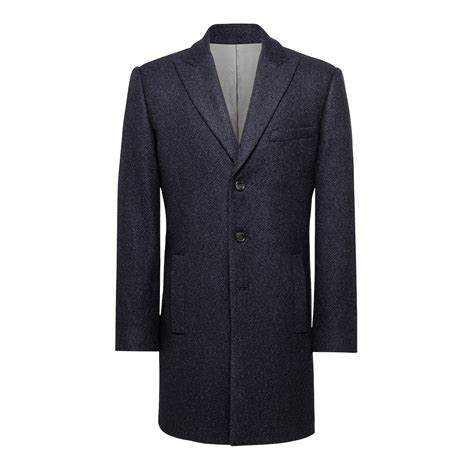 top coat navy melange twill patterned cashmere jhilburn