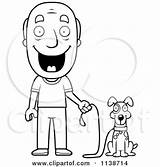 Dog Man Clipart Happy Senior His Walk Ready Cory Thoman Vector Outlined Coloring Cartoon Pet Owner Royalty Grooming Tzu Shih sketch template