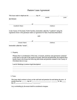 printable pasture lease form templates fillable samples
