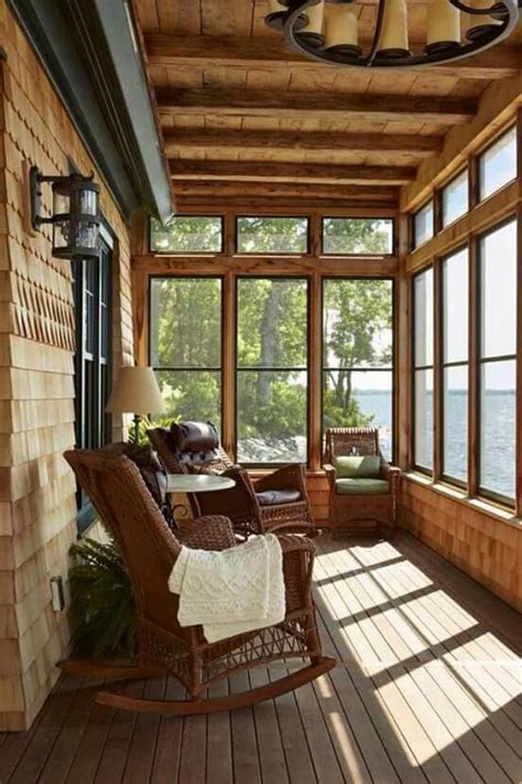 enclosed front porch house design log cabin decor log homes
