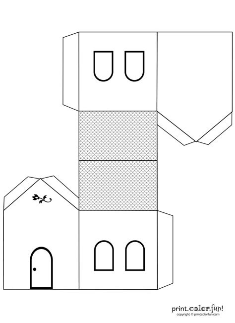 house cutout craft  color coloring page print color fun