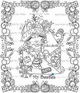 Besties Digi Tm Stamp Instant Letters Doll Coloring sketch template