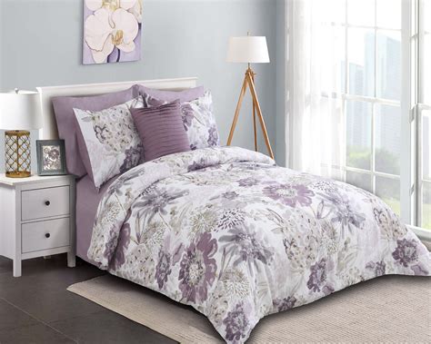 Sienna Printed Comforter Set In Purple Comforter Sets Complete