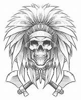 Skull Native American Drawing Indian Kemosabe Tattoo Ass Designs Drawings Blackout Coloring Kick Return Sketches Tears Sketch Trail Tattoos Skulls sketch template