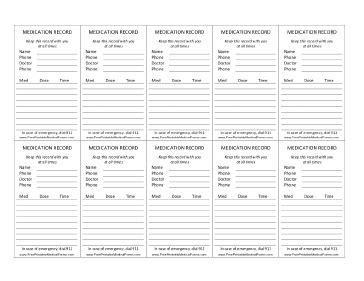 ambitious printable medication list  wallet stone website