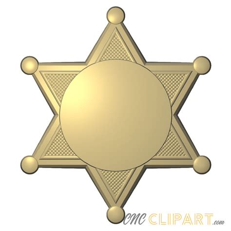 point star badge  relief model cnc clipart