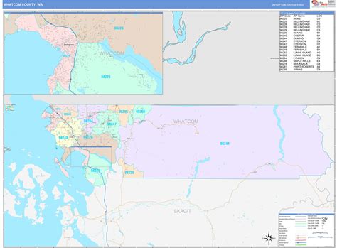 whatcom county wa wall map color cast style  marketmaps mapsalescom