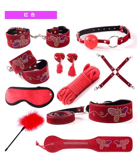 10pcs exotic accessories set bdsm bondage fouet handcuffs for slave sex