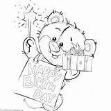 Birthday Bear Coloring Happy Teddy Pages Animal Tatty Getcoloringpages Disney sketch template