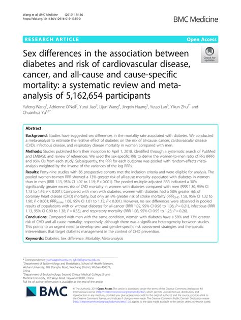 pdf sex differences in the association between diabetes