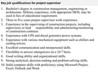 project supervisor job description