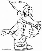 Woody Woodpecker Studying Coloring sketch template