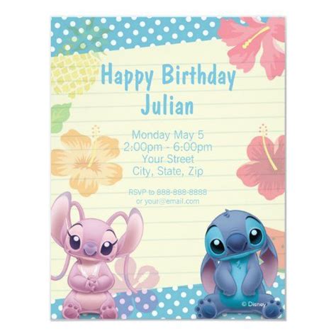 lilo stitch birthday invitation zazzlecom   kids birthday
