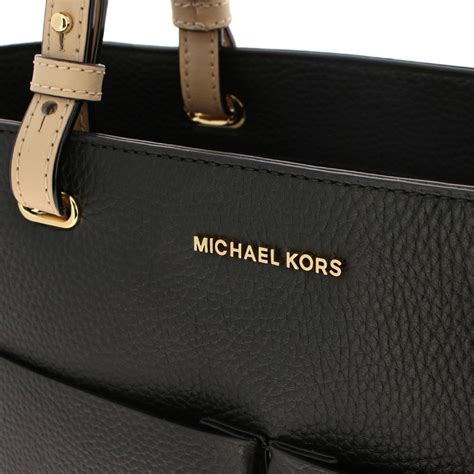 michael kors outlet bedford michael medium shopping bag  textured leather  logo black