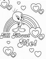 Tweety Coloring Valentine Pages Happy Da sketch template