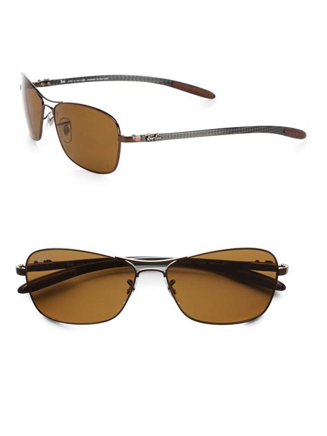 ray ban tech square aviator sunglasses  brown  men polar lyst