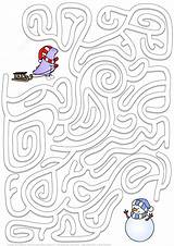 Maze Winter Printable Puzzle Mazes Puzzles Games Labyrinth Coloring Pages Kids Hard Find Way Snowman Activity Supercoloring Paper Dinosaur Crafts sketch template