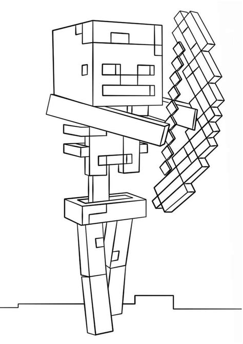 minecraft skeleton coloring page youngandtaecom   minecraft