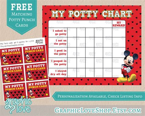 mickey mouse potty training chart  punch  graphicloveshop