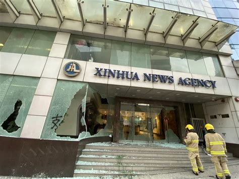 rioters vandalize xinhua news agencys office  hong kong xinhua