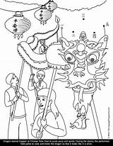 Chinese Year Coloring Pages Dot Activity sketch template