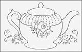 Teapot Embroidery Teapots Tazas Coloringhome Bordar Hudsonsholidays Mexicano Towels sketch template
