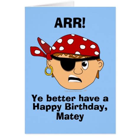 arr pirate boy funny birthday card template zazzle