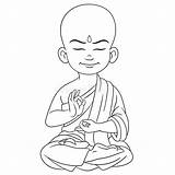 Cartoon Shaolin Coloring Illustration Boy Vector Buddha Young Stock Monk Traditional Buddhism Circus Acrobatic sketch template
