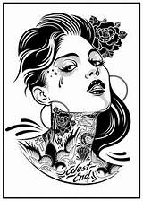 Tattoo Girl Ink Woman Coloring Pages Tattoos Drawings Chick Drawing Body Adults Chicano Gangsta Sketches Deviantart Designs Third Eye Girls sketch template