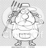 Pitchfork Plump Farmer Female Outlined Coloring Clipart Cartoon Vector Thoman Cory sketch template